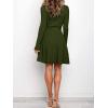 imageANRABESS Womens Long Sleeve Midi Dress Crewneck Tie Waist ALine Swing Casual Bodycon Ribbed Knit 2025 Fall Sweater DressArmy Green
