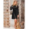 imageANRABESS Womens Long Sleeve Midi Dress Crewneck Tie Waist ALine Swing Casual Bodycon Ribbed Knit 2025 Fall Sweater DressBlack