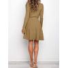 imageANRABESS Womens Long Sleeve Midi Dress Crewneck Tie Waist ALine Swing Casual Bodycon Ribbed Knit 2025 Fall Sweater DressBrown