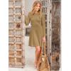 imageANRABESS Womens Long Sleeve Midi Dress Crewneck Tie Waist ALine Swing Casual Bodycon Ribbed Knit 2025 Fall Sweater DressBrown