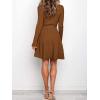 imageANRABESS Womens Long Sleeve Midi Dress Crewneck Tie Waist ALine Swing Casual Bodycon Ribbed Knit 2025 Fall Sweater DressCaramel