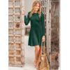 imageANRABESS Womens Long Sleeve Midi Dress Crewneck Tie Waist ALine Swing Casual Bodycon Ribbed Knit 2025 Fall Sweater DressGreen