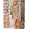 imageANRABESS Womens Long Sleeve Midi Dress Crewneck Tie Waist ALine Swing Casual Bodycon Ribbed Knit 2025 Fall Sweater DressKhaki