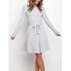 imageANRABESS Womens Long Sleeve Midi Dress Crewneck Tie Waist ALine Swing Casual Bodycon Ribbed Knit 2025 Fall Sweater DressLight Purple
