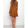 imageANRABESS Womens Long Sleeve Midi Dress Crewneck Tie Waist ALine Swing Casual Bodycon Ribbed Knit 2025 Fall Sweater DressPumpkin