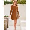 imageANRABESS Womens Long Sleeve Midi Dress Crewneck Tie Waist ALine Swing Casual Bodycon Ribbed Knit 2025 Fall Sweater DressPumpkin