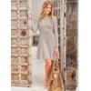 imageANRABESS Womens Long Sleeve Midi Dress Crewneck Tie Waist ALine Swing Casual Bodycon Ribbed Knit 2025 Fall Sweater DressRed Apricot