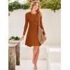 imageANRABESS Womens Long Sleeve Midi Dress Crewneck Tie Waist ALine Swing Casual Bodycon Ribbed Knit 2025 Fall Sweater DressRust