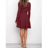 imageANRABESS Womens Long Sleeve Midi Dress Crewneck Tie Waist ALine Swing Casual Bodycon Ribbed Knit 2025 Fall Sweater DressWine Red