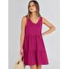 imageANRABESS Womens Summer Casual Tank Dress Sleeveless V Neck T Shirt Sundress Flowy Tiered Swing Mini Beach Vacation DressesRose
