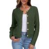 imageANRABESS Women Cardigan Sweater Dressy Casual Classic Long Sleeve Crew Neck Button Down Tweed Knit Jacket 2025 Spring OutfitsArmy Green