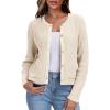 imageANRABESS Women Cardigan Sweater Dressy Casual Classic Long Sleeve Crew Neck Button Down Tweed Knit Jacket 2025 Spring OutfitsBeige