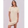 imageANRABESS Short Sleeve Sweater Dress for Women Summer Casual V Neck Cable Knit Mini Polo Dresses 2025 TrendyApricot