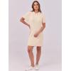 imageANRABESS Short Sleeve Sweater Dress for Women Summer Casual V Neck Cable Knit Mini Polo Dresses 2025 TrendyApricot