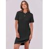 imageANRABESS Short Sleeve Sweater Dress for Women Summer Casual V Neck Cable Knit Mini Polo Dresses 2025 TrendyBlack