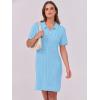 imageANRABESS Short Sleeve Sweater Dress for Women Summer Casual V Neck Cable Knit Mini Polo Dresses 2025 TrendyLight Blue