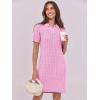 imageANRABESS Short Sleeve Sweater Dress for Women Summer Casual V Neck Cable Knit Mini Polo Dresses 2025 TrendyPink