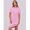 imageANRABESS Short Sleeve Sweater Dress for Women Summer Casual V Neck Cable Knit Mini Polo Dresses 2025 TrendyPink