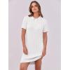 imageANRABESS Short Sleeve Sweater Dress for Women Summer Casual V Neck Cable Knit Mini Polo Dresses 2025 TrendyWhite