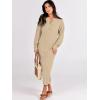 imageANRABESS Women Long Sleeve Button V Neck Oversized Casual Loose Fit Waffle Knit Fall Midi Sweater Dress 2025 Trendy OutfitsApricot