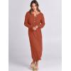 imageANRABESS Women Long Sleeve Button V Neck Oversized Casual Loose Fit Waffle Knit Fall Midi Sweater Dress 2025 Trendy OutfitsBrick Red