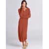 imageANRABESS Women Long Sleeve Button V Neck Oversized Casual Loose Fit Waffle Knit Fall Midi Sweater Dress 2025 Trendy OutfitsBrick Red