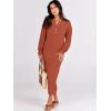 imageANRABESS Women Long Sleeve Button V Neck Oversized Casual Loose Fit Waffle Knit Fall Midi Sweater Dress 2025 Trendy OutfitsBrick Red