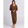 imageANRABESS Women Long Sleeve Button V Neck Oversized Casual Loose Fit Waffle Knit Fall Midi Sweater Dress 2025 Trendy OutfitsBrown