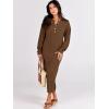 imageANRABESS Women Long Sleeve Button V Neck Oversized Casual Loose Fit Waffle Knit Fall Midi Sweater Dress 2025 Trendy OutfitsBrown