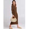 imageANRABESS Women Long Sleeve Button V Neck Oversized Casual Loose Fit Waffle Knit Fall Midi Sweater Dress 2025 Trendy OutfitsBrown