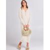 imageANRABESS Women Long Sleeve Button V Neck Oversized Casual Loose Fit Waffle Knit Fall Midi Sweater Dress 2025 Trendy OutfitsLight Apricot