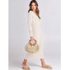 imageANRABESS Women Long Sleeve Button V Neck Oversized Casual Loose Fit Waffle Knit Fall Midi Sweater Dress 2025 Trendy OutfitsLight Apricot