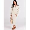 imageANRABESS Women Long Sleeve Button V Neck Oversized Casual Loose Fit Waffle Knit Fall Midi Sweater Dress 2025 Trendy OutfitsLight Apricot