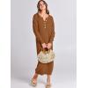 imageANRABESS Women Long Sleeve Button V Neck Oversized Casual Loose Fit Waffle Knit Fall Midi Sweater Dress 2025 Trendy OutfitsLight Khaki