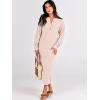 imageANRABESS Women Long Sleeve Button V Neck Oversized Casual Loose Fit Waffle Knit Fall Midi Sweater Dress 2025 Trendy OutfitsLight Pink