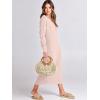 imageANRABESS Women Long Sleeve Button V Neck Oversized Casual Loose Fit Waffle Knit Fall Midi Sweater Dress 2025 Trendy OutfitsLight Pink