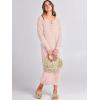 imageANRABESS Women Long Sleeve Button V Neck Oversized Casual Loose Fit Waffle Knit Fall Midi Sweater Dress 2025 Trendy OutfitsLight Pink