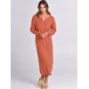imageANRABESS Women Long Sleeve Button V Neck Oversized Casual Loose Fit Waffle Knit Fall Midi Sweater Dress 2025 Trendy OutfitsOrange