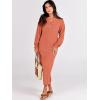 imageANRABESS Women Long Sleeve Button V Neck Oversized Casual Loose Fit Waffle Knit Fall Midi Sweater Dress 2025 Trendy OutfitsOrange