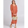 imageANRABESS Women Long Sleeve Button V Neck Oversized Casual Loose Fit Waffle Knit Fall Midi Sweater Dress 2025 Trendy OutfitsOrange