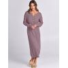 imageANRABESS Women Long Sleeve Button V Neck Oversized Casual Loose Fit Waffle Knit Fall Midi Sweater Dress 2025 Trendy OutfitsRed Apricot