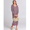 imageANRABESS Women Long Sleeve Button V Neck Oversized Casual Loose Fit Waffle Knit Fall Midi Sweater Dress 2025 Trendy OutfitsRed Apricot