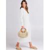 imageANRABESS Women Long Sleeve Button V Neck Oversized Casual Loose Fit Waffle Knit Fall Midi Sweater Dress 2025 Trendy OutfitsWhite