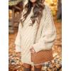 imageANRABESS Women Long Sleeve Oversized Cable Knit Chunky Baggy Loose Pullover Tunic Mini Sweater Dress 2025 Trendy Fall OutfitsApricot