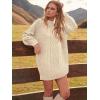 imageANRABESS Women Long Sleeve Oversized Cable Knit Chunky Baggy Loose Pullover Tunic Mini Sweater Dress 2025 Trendy Fall OutfitsApricot