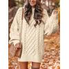 imageANRABESS Women Long Sleeve Oversized Cable Knit Chunky Baggy Loose Pullover Tunic Mini Sweater Dress 2025 Trendy Fall OutfitsApricot
