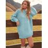 imageANRABESS Women Long Sleeve Oversized Cable Knit Chunky Baggy Loose Pullover Tunic Mini Sweater Dress 2025 Trendy Fall OutfitsBlue