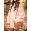imageANRABESS Women Long Sleeve Oversized Cable Knit Chunky Baggy Loose Pullover Tunic Mini Sweater Dress 2025 Trendy Fall OutfitsPink