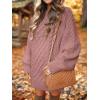 imageANRABESS Women Long Sleeve Oversized Cable Knit Chunky Baggy Loose Pullover Tunic Mini Sweater Dress 2025 Trendy Fall OutfitsRed Pink