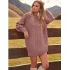 imageANRABESS Women Long Sleeve Oversized Cable Knit Chunky Baggy Loose Pullover Tunic Mini Sweater Dress 2025 Trendy Fall OutfitsRed Pink